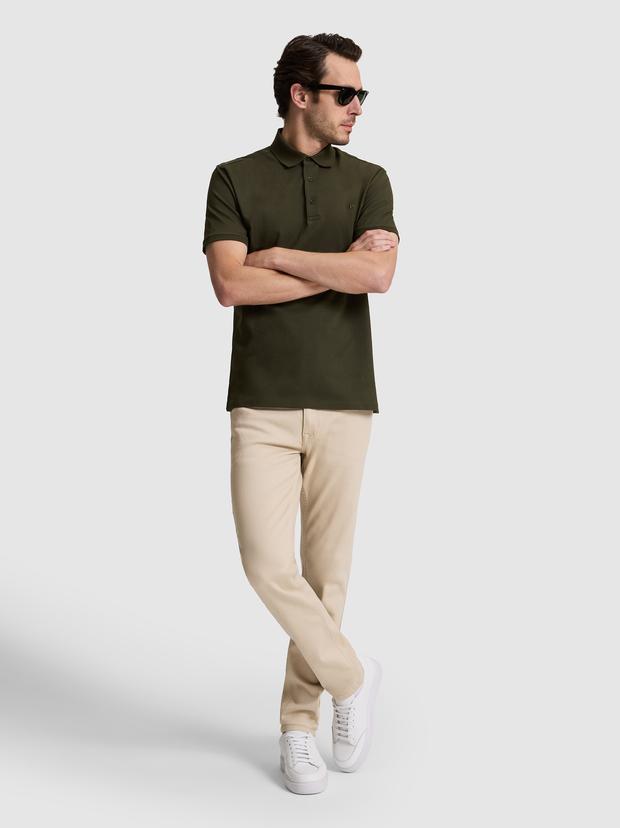Bej Slim Fit Pamuk Karışımlı Jean Pantolon