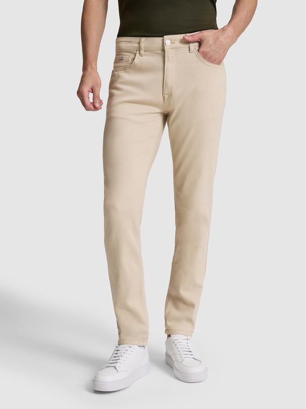 Bej Slim Fit Pamuk Karışımlı Jean Pantolon