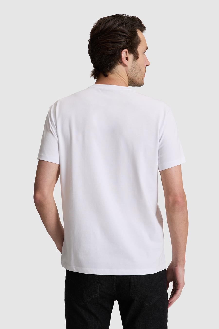 Beyaz Slim Fit Pamuk Karışımlı Bisiklet Yaka Basic T-shirt - 50324355009
