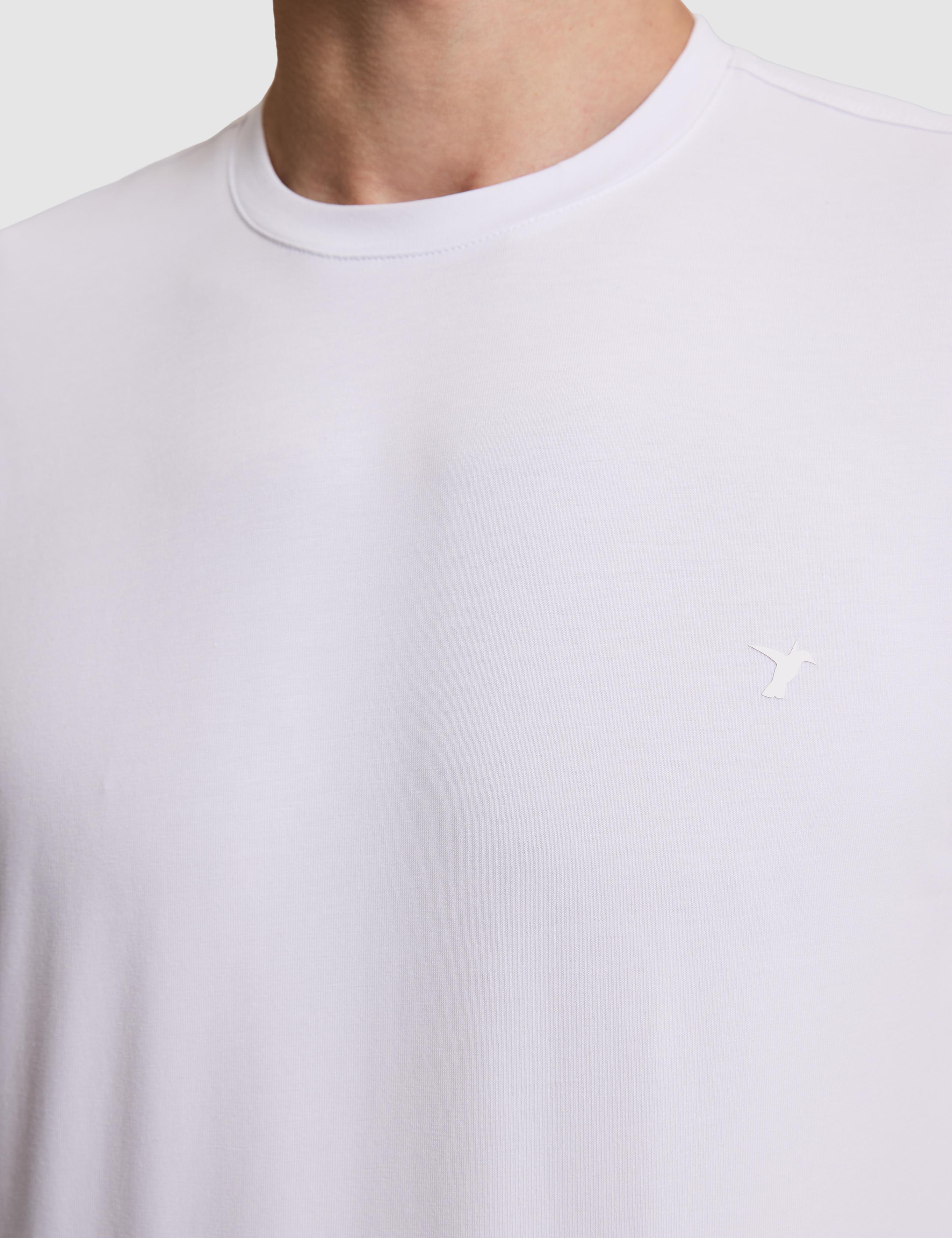 Beyaz Slim Fit Pamuk Karışımlı Bisiklet Yaka Basic T-shirt - 50324355009