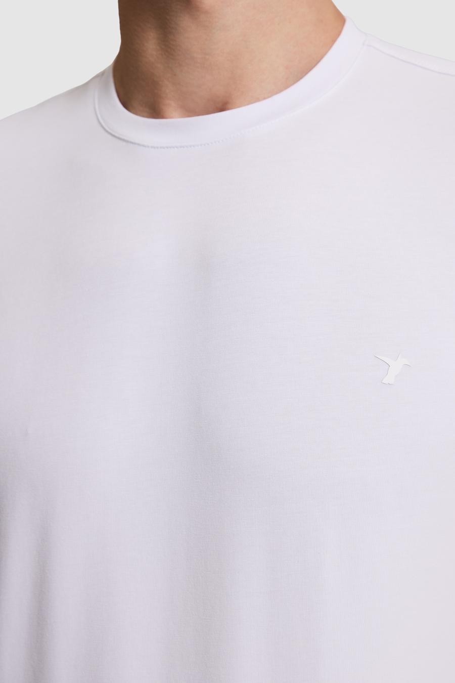Beyaz Slim Fit Pamuk Karışımlı Bisiklet Yaka Basic T-shirt - 50324355009