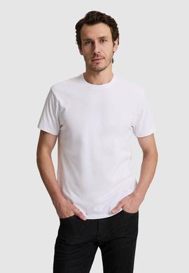 Beyaz Slim Fit Pamuk Karışımlı Bisiklet Yaka Basic T-shirt