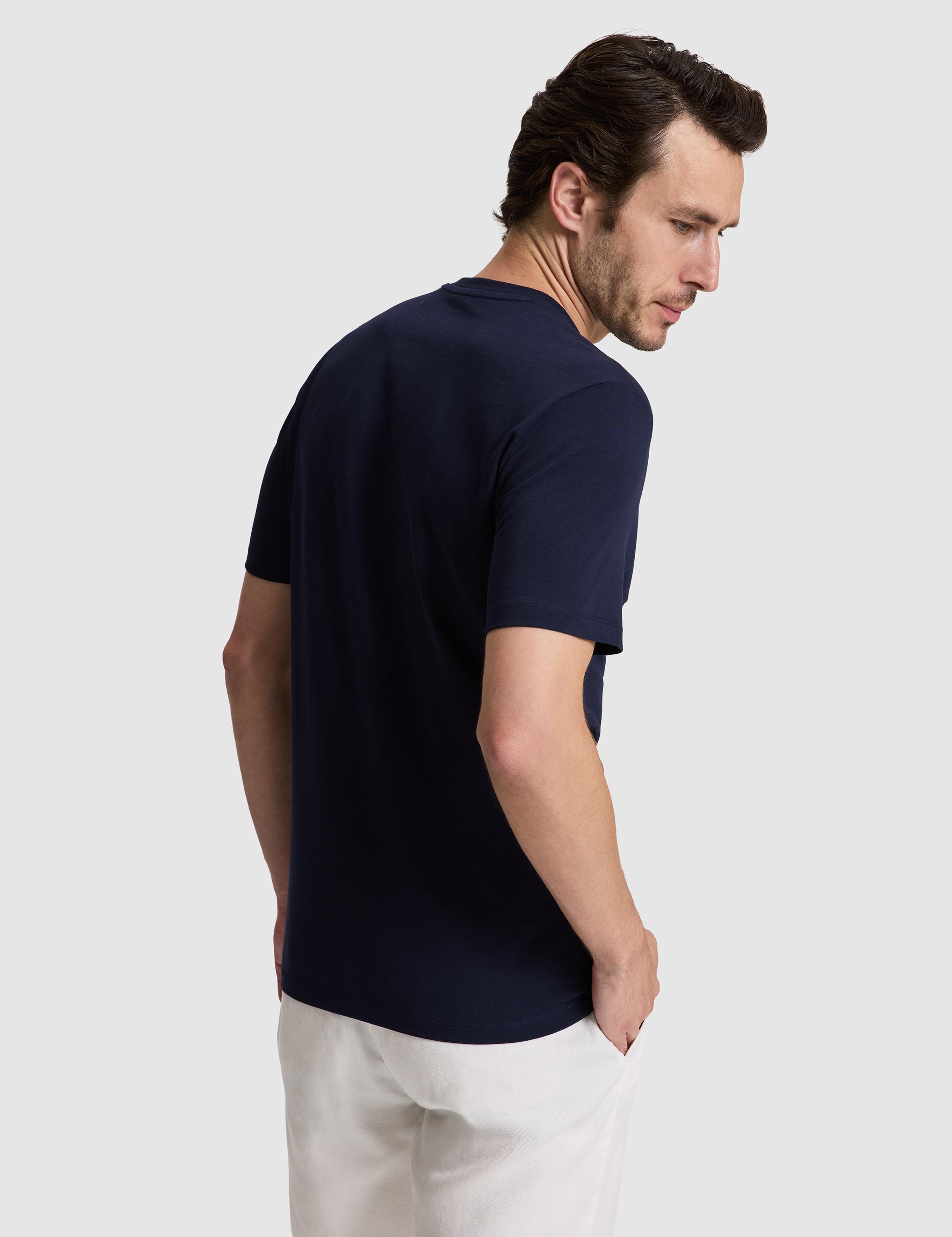 Lacivert Slim Fit Pamuk Karışımlı Bisiklet Yaka Basic T-shirt - 50324355017