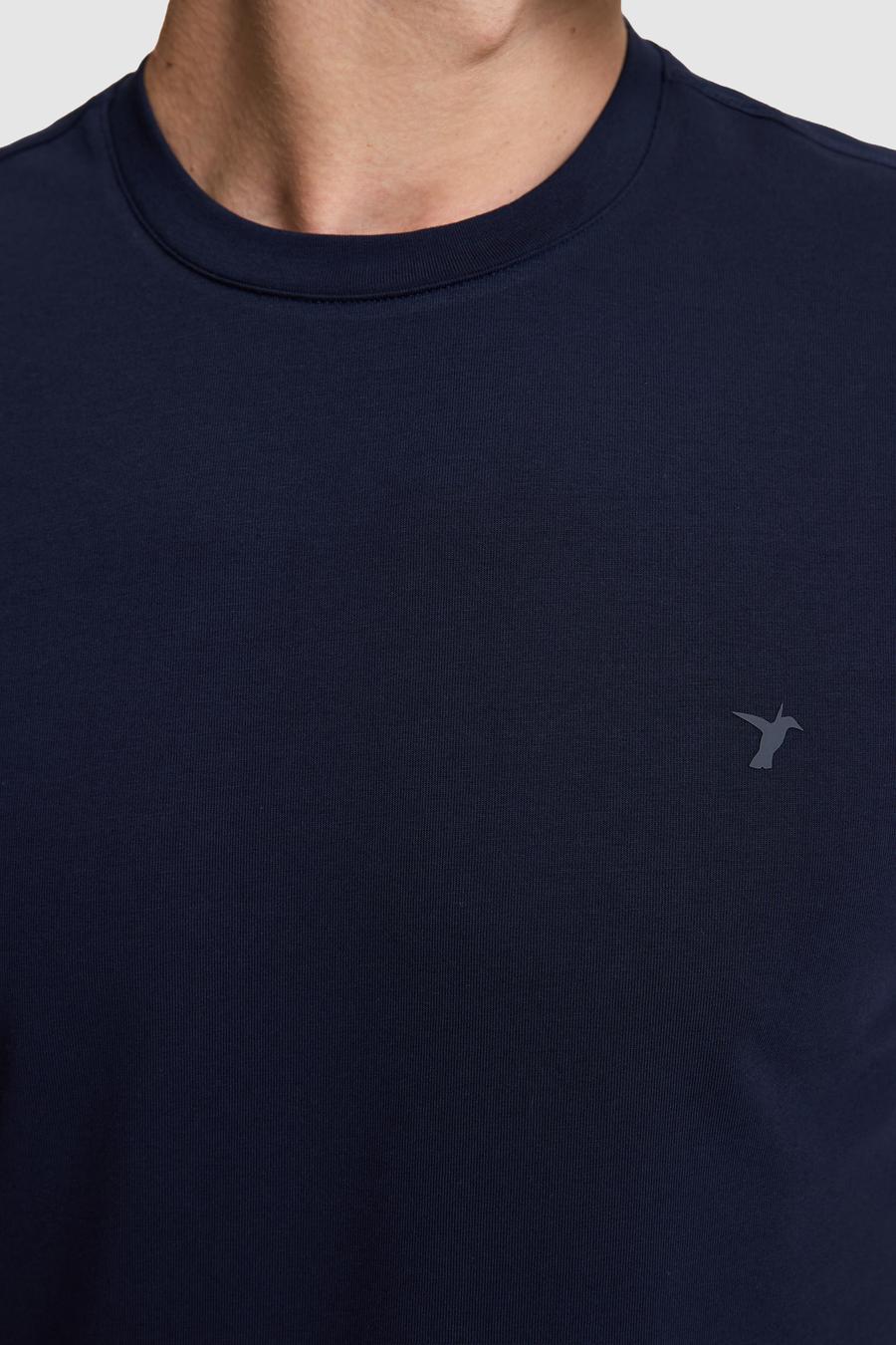 Lacivert Slim Fit Pamuk Karışımlı Bisiklet Yaka Basic T-shirt - 50324355017