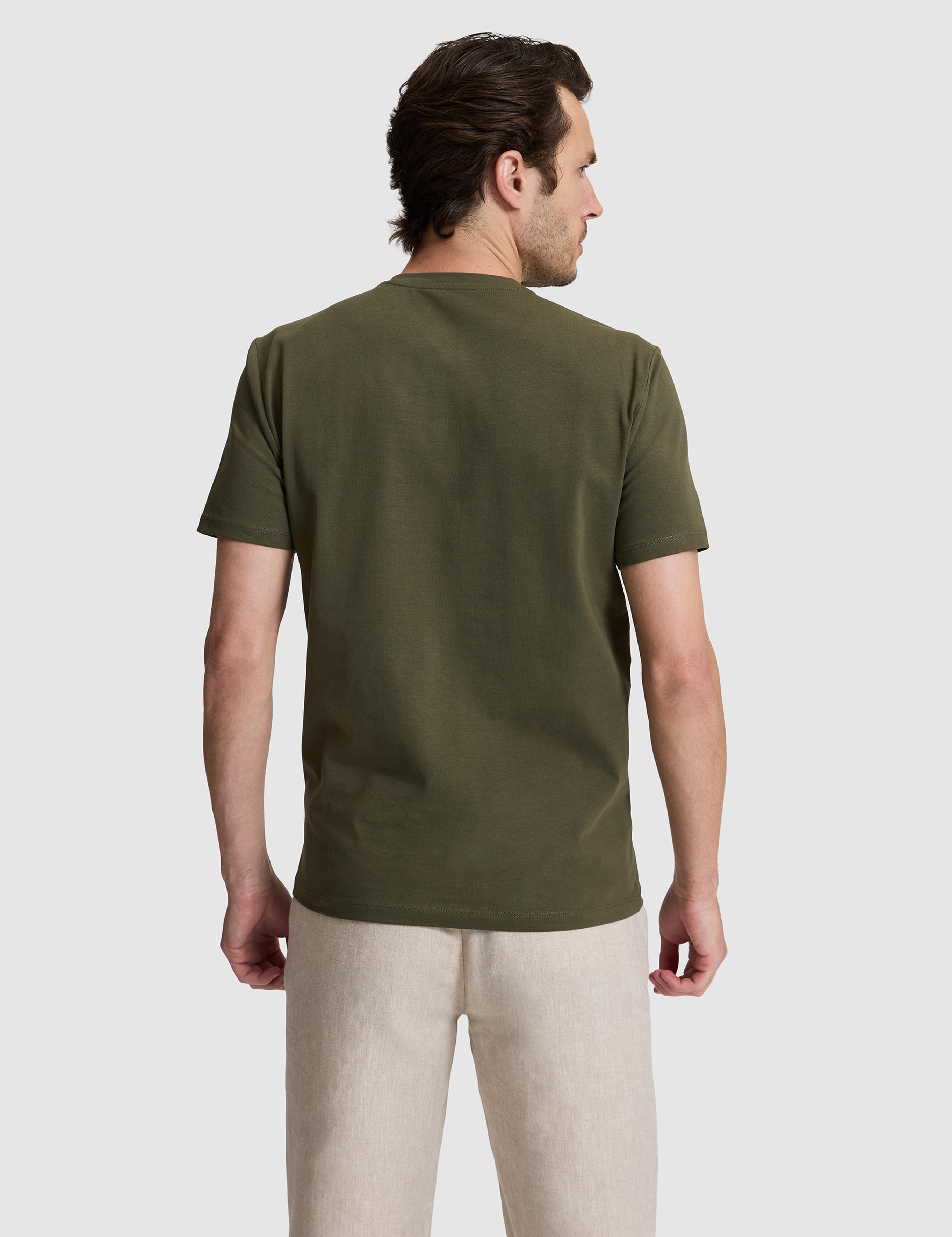 Haki Slim Fit Pamuk Karışımlı Bisiklet Yaka Basic T-shirt - 50324355028