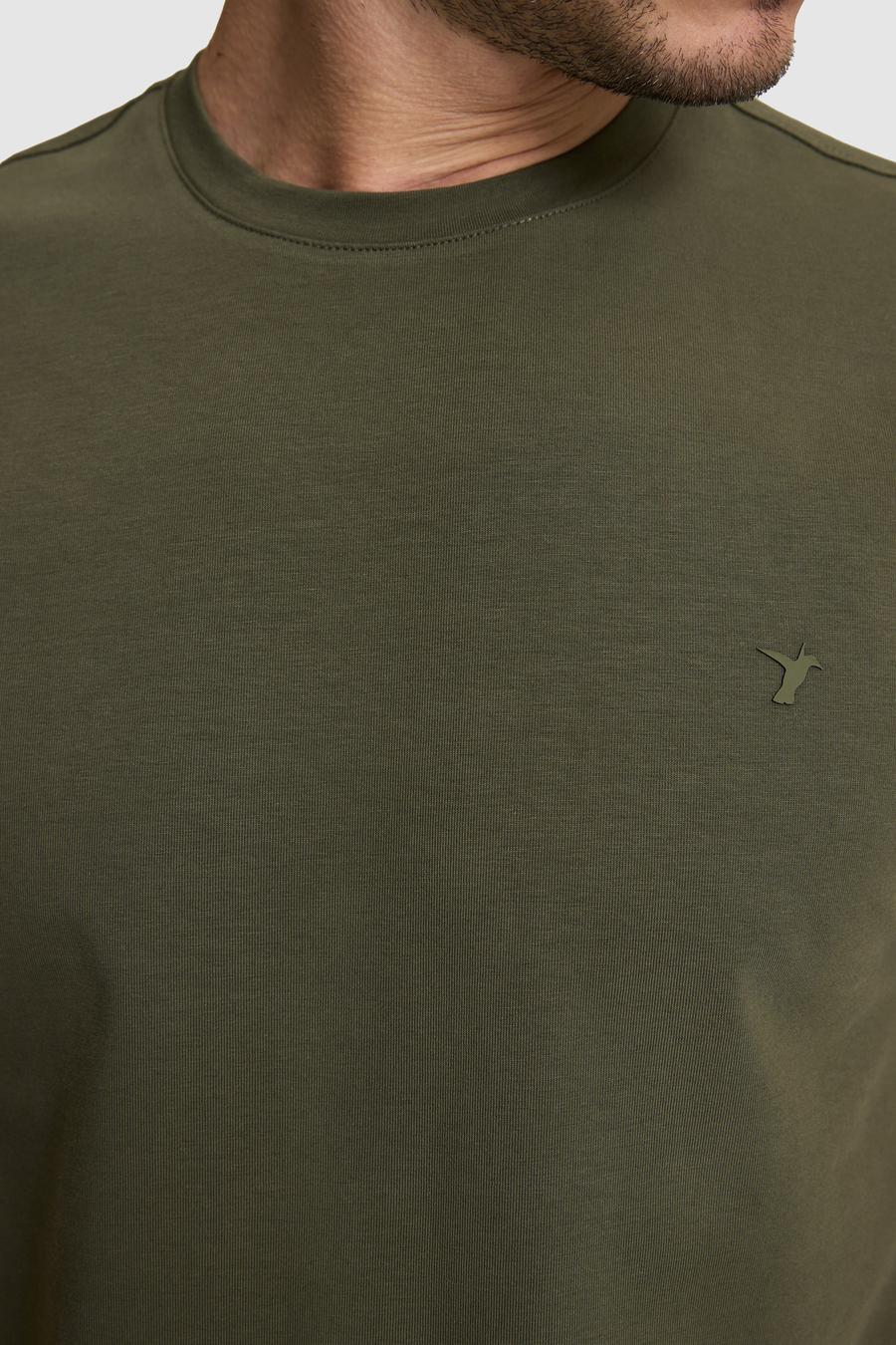 Haki Slim Fit Pamuk Karışımlı Bisiklet Yaka Basic T-shirt - 50324355028