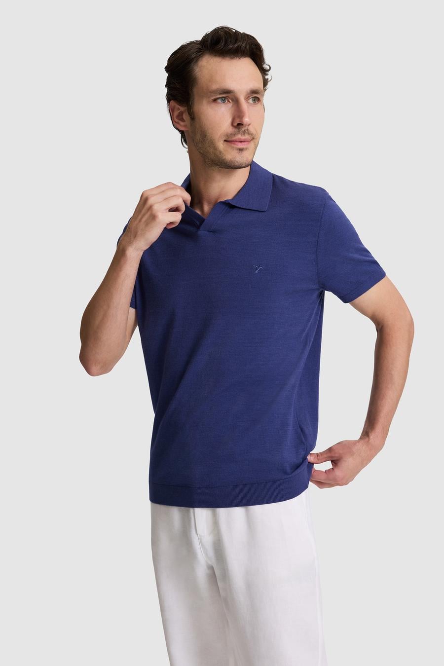 İndigo Slim Fit Modal Karışımlı Apaş Yaka Triko T-shirt - 50324008034