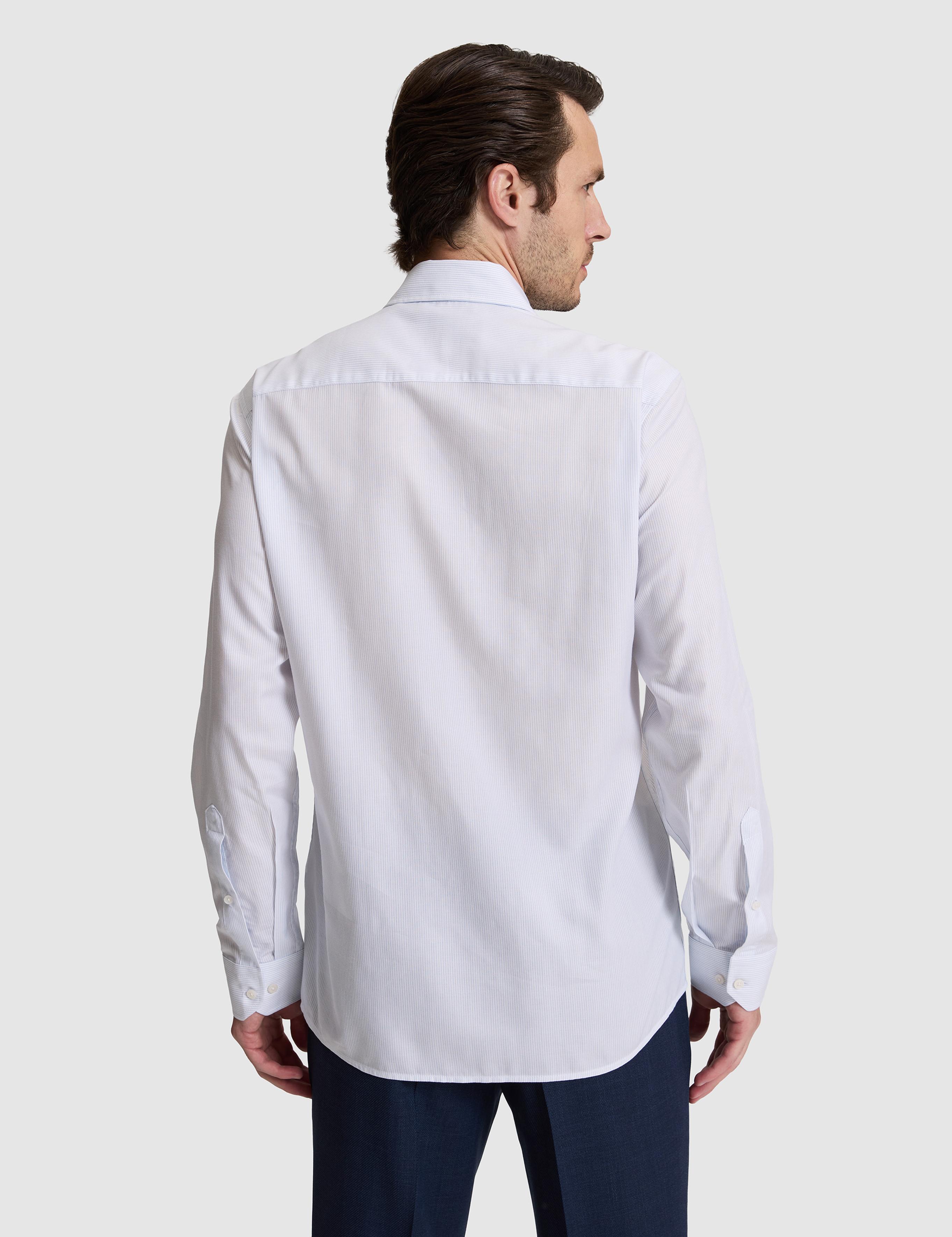 Mavi Slim Fit Pamuk Karışımlı Klasik Yaka Çizgili Gömlek - 50319160005
