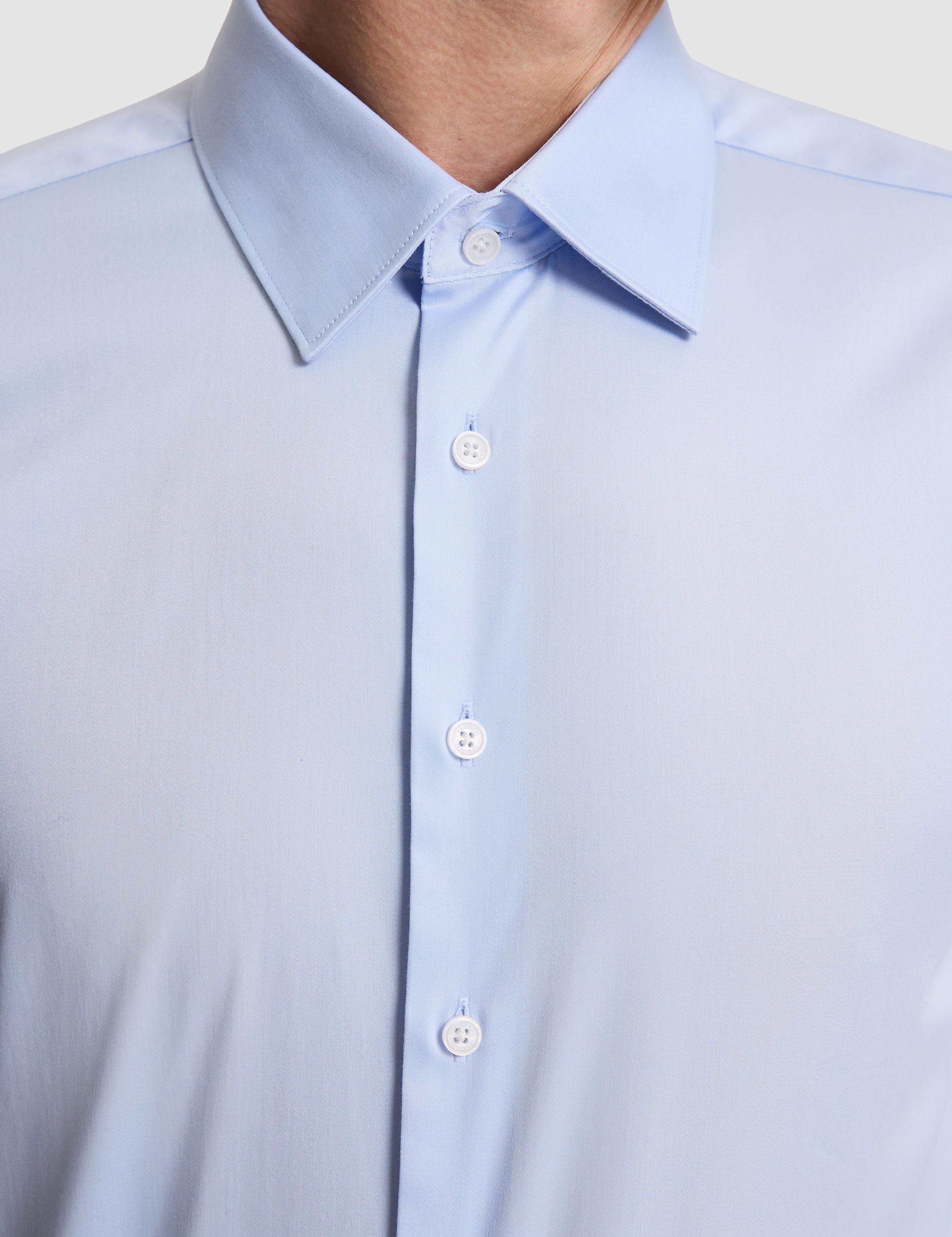 Açık Mavi Slim Fit %100 Pamuk Klasik Yaka Basic Gömlek - 50328756010