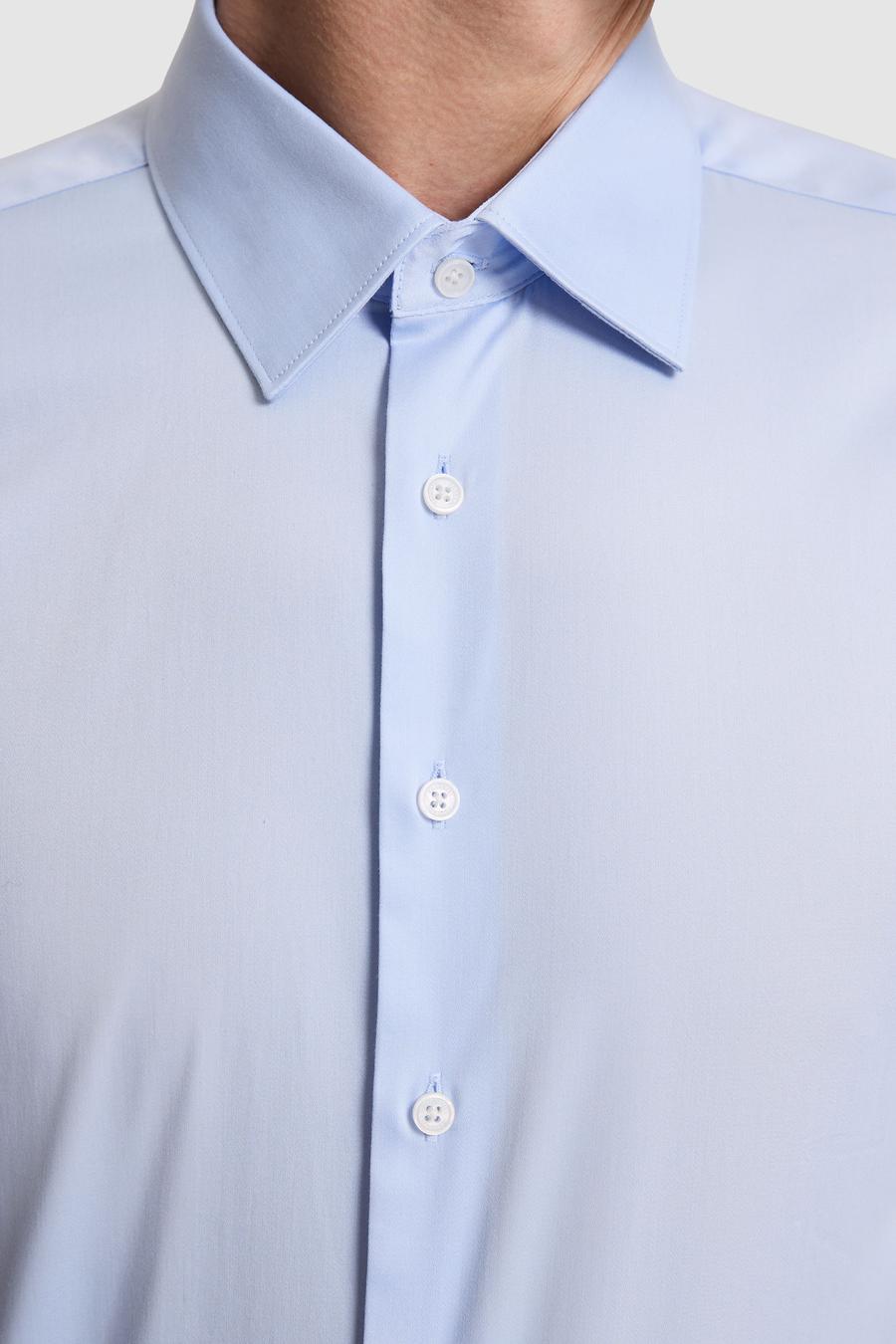 Açık Mavi Slim Fit %100 Pamuk Klasik Yaka Basic Gömlek - 50328756010
