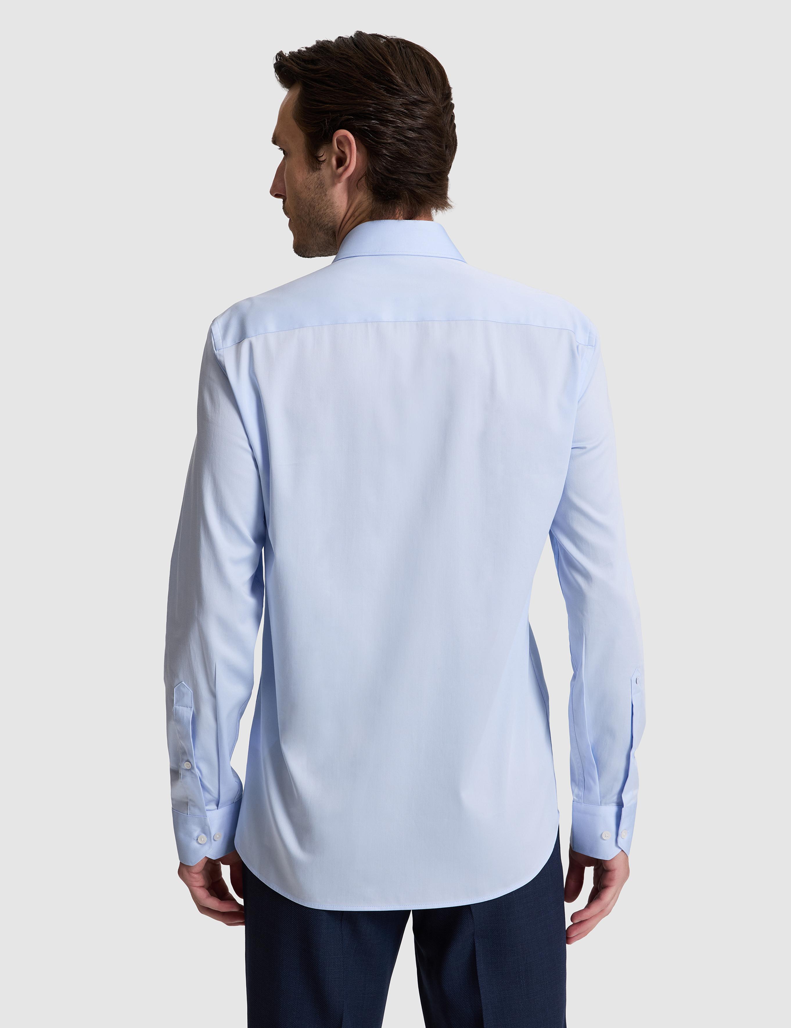 Açık Mavi Slim Fit %100 Pamuk Klasik Yaka Basic Gömlek - 50328756010