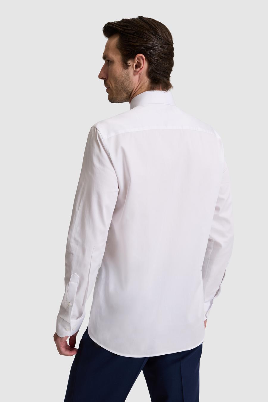 Beyaz Slim Fit %100 Pamuk Klasik Yaka Basic Gömlek - 50328756024
