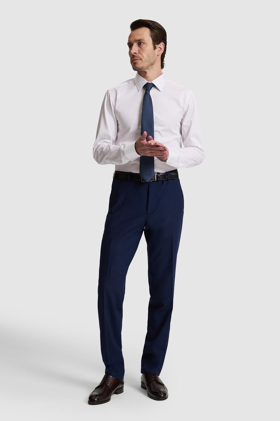 Beyaz Slim Fit %100 Pamuk Klasik Yaka Basic Gömlek - 50328756024
