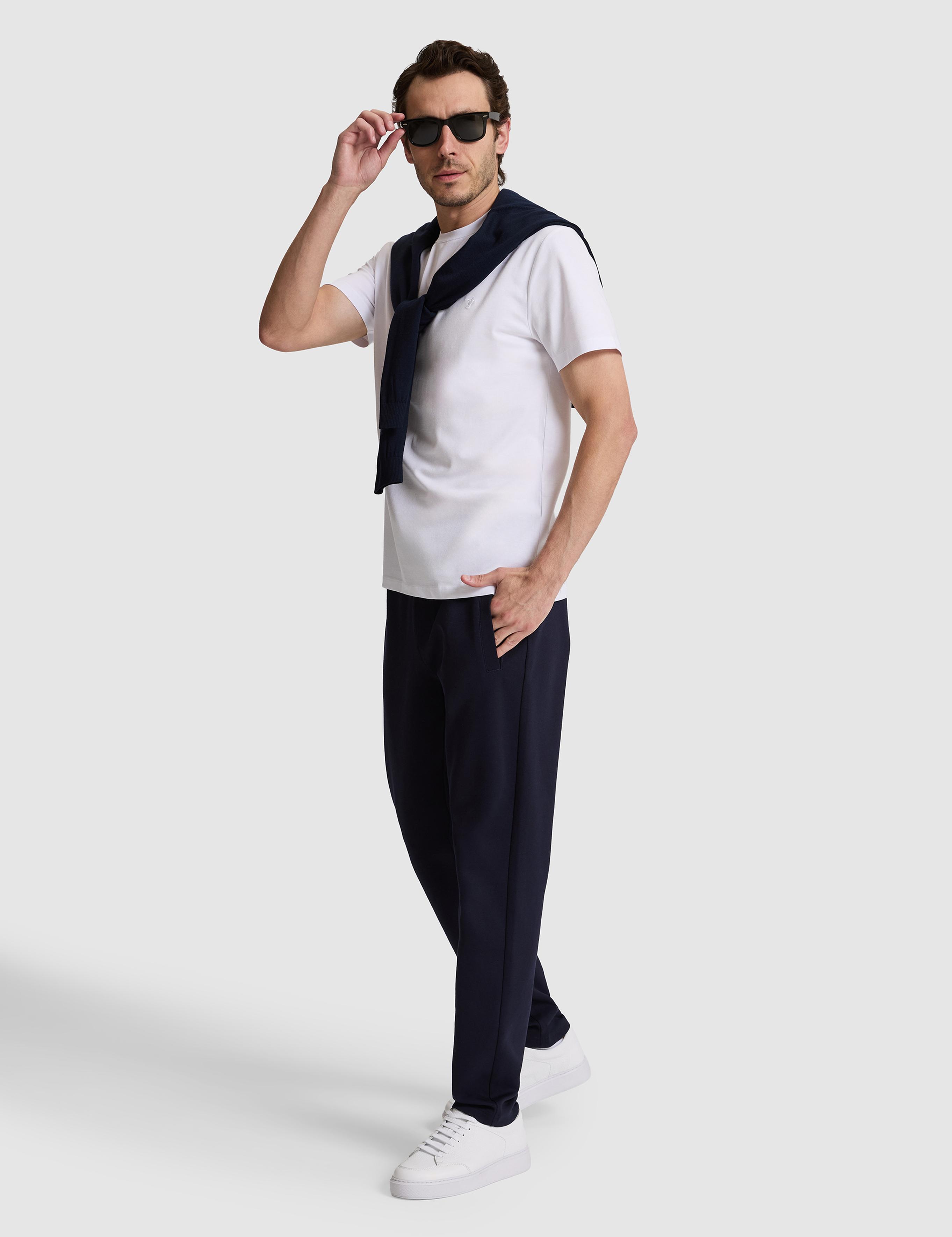 Lacivert Slim Fit Pamuk Karışımlı Düz Paça Eşofman Altı - 50320610009