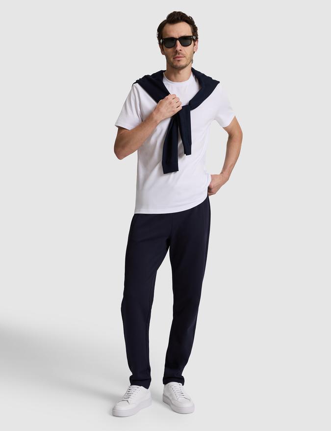 Lacivert Slim Fit Pamuk Karışımlı Düz Paça Eşofman Altı