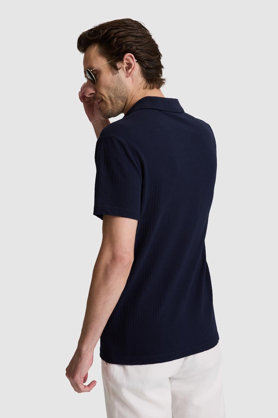 Lacivert Slim Fit %100 Pamuk Apaş Yaka T-shirt - 50328349025