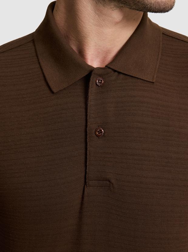 Kahverengi Slim Fit Polo Yaka T-shirt