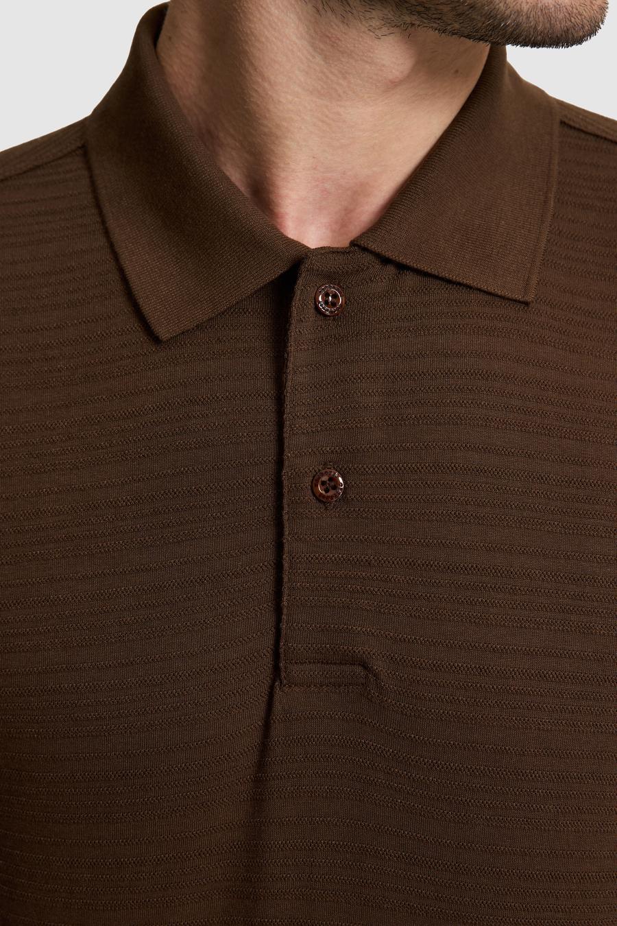 Kahverengi Slim Fit Polo Yaka T-shirt - 50328376008