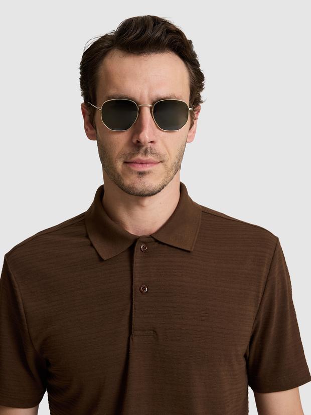 Kahverengi Slim Fit Polo Yaka T-shirt