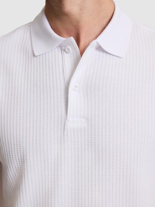 Beyaz Slim Fit Pamuk Karışımlı Polo Yaka T-shirt