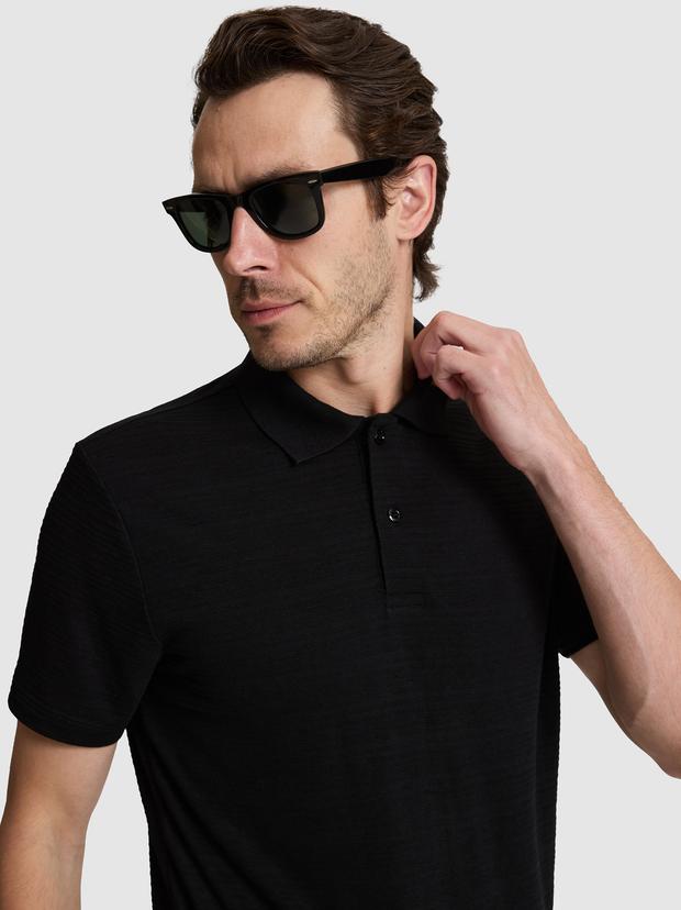 Siyah Slim Fit Polo Yaka T-shirt