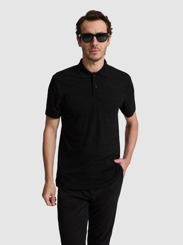 Siyah Slim Fit Polo Yaka T-shirt