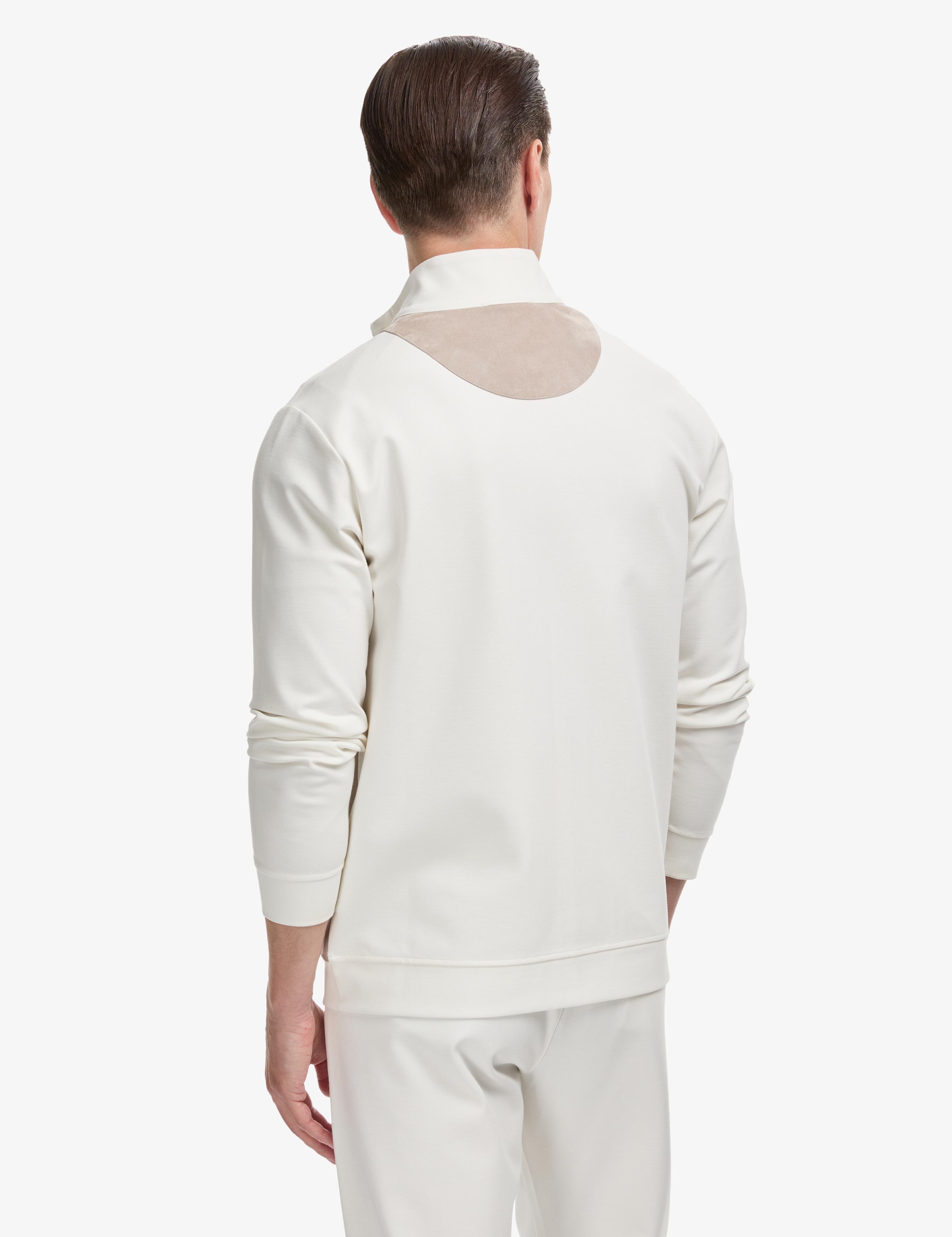 Ekru Slim Fit Tam Fermuarlı Sweatshirt - 50320609040