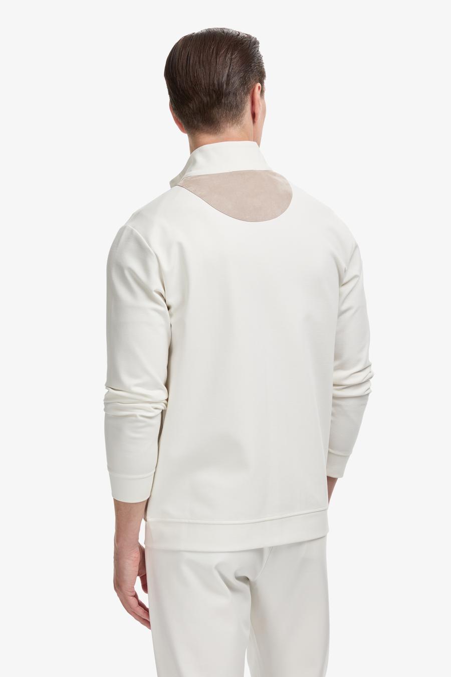 Ekru Slim Fit Tam Fermuarlı Sweatshirt - 50320609040