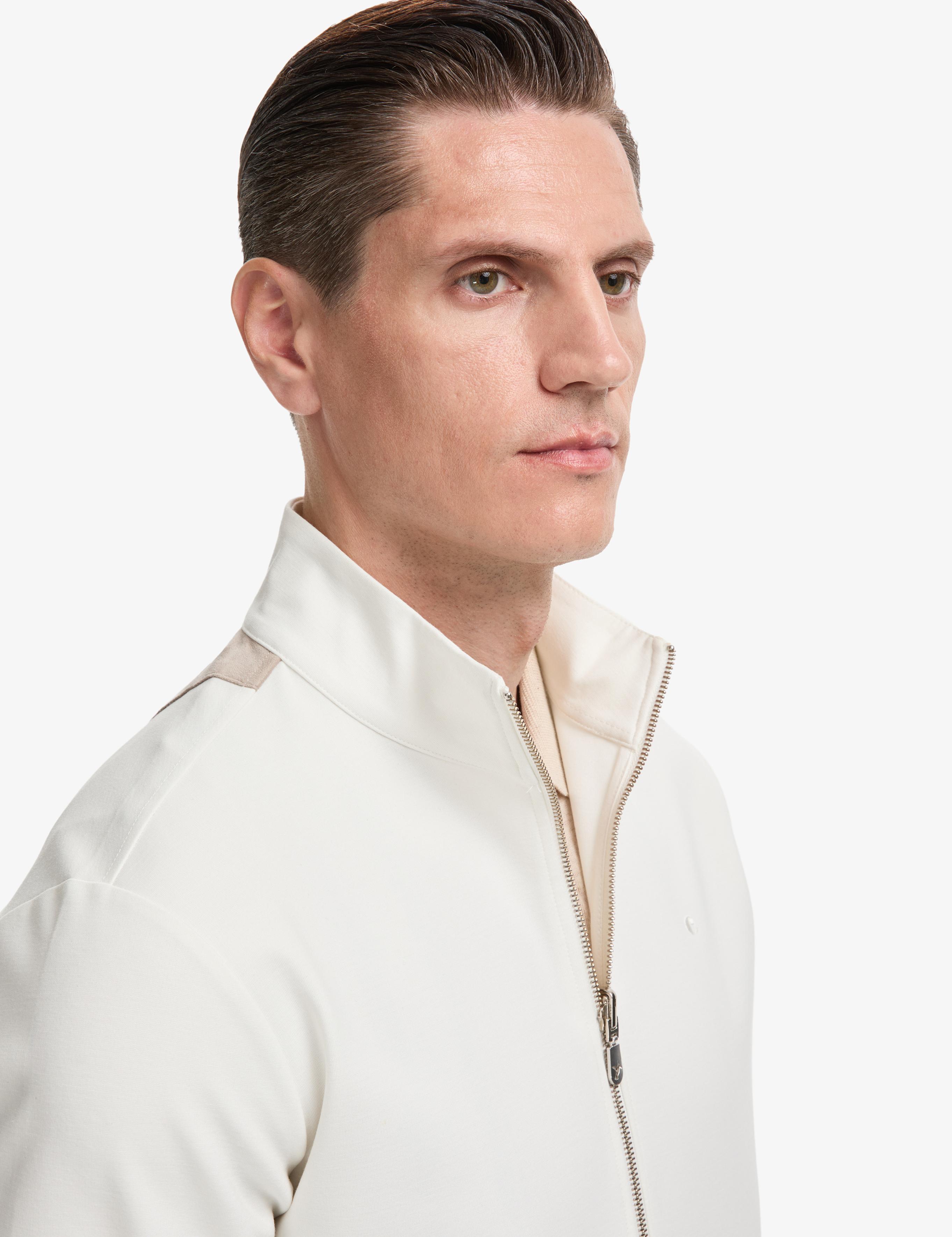 Ekru Slim Fit Tam Fermuarlı Sweatshirt - 50320609040