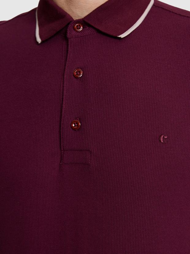 Bordo Slim Fit Polo Yaka T-shirt