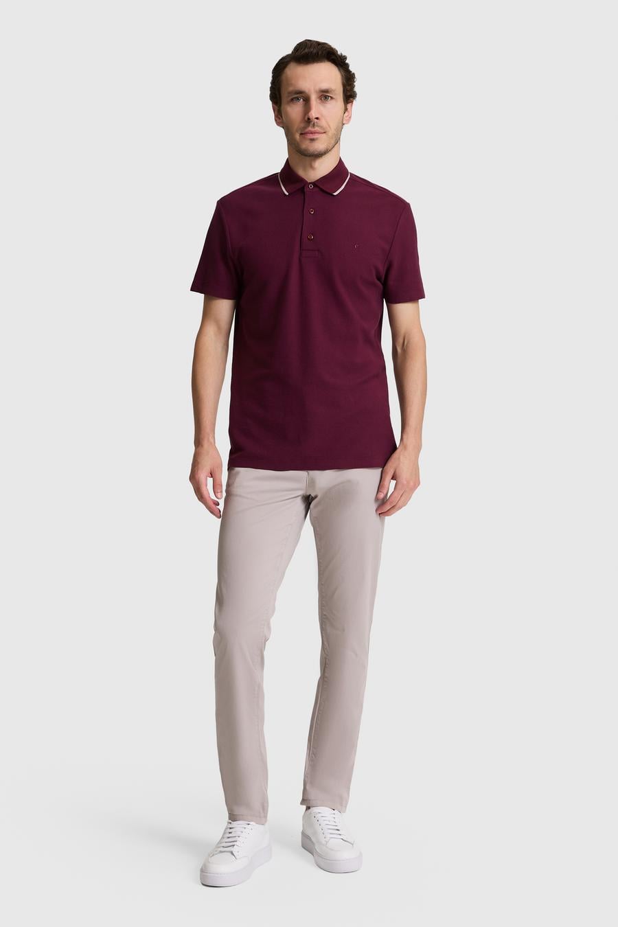 Bordo Slim Fit Polo Yaka T-shirt - 50328357019