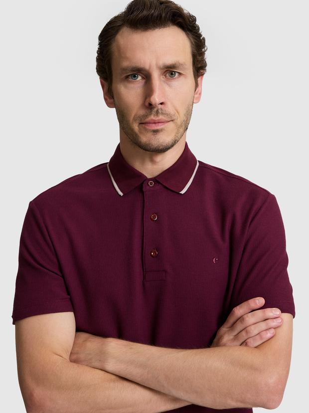 Bordo Slim Fit Polo Yaka T-shirt
