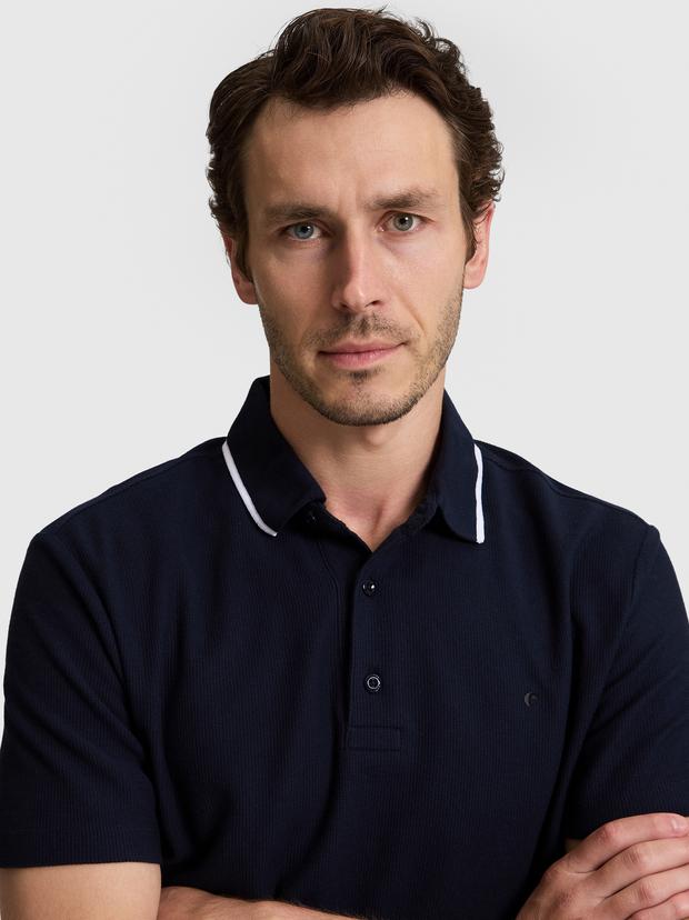 Lacivert Slim Fit Polo Yaka T-shirt
