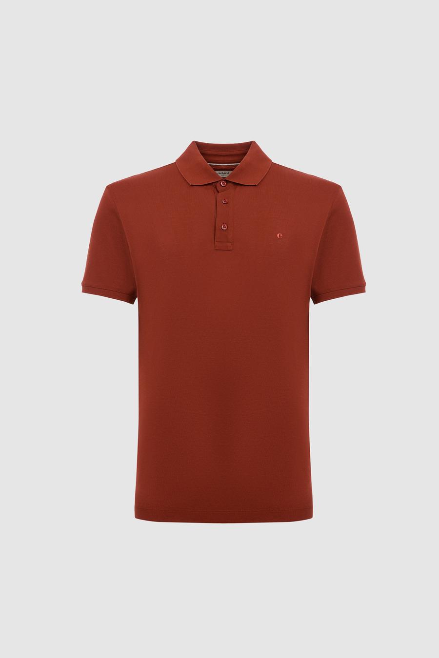 Kiremit Slim Fit Saf Pamuk Polo Yaka Basic T-shirt - 50320657168