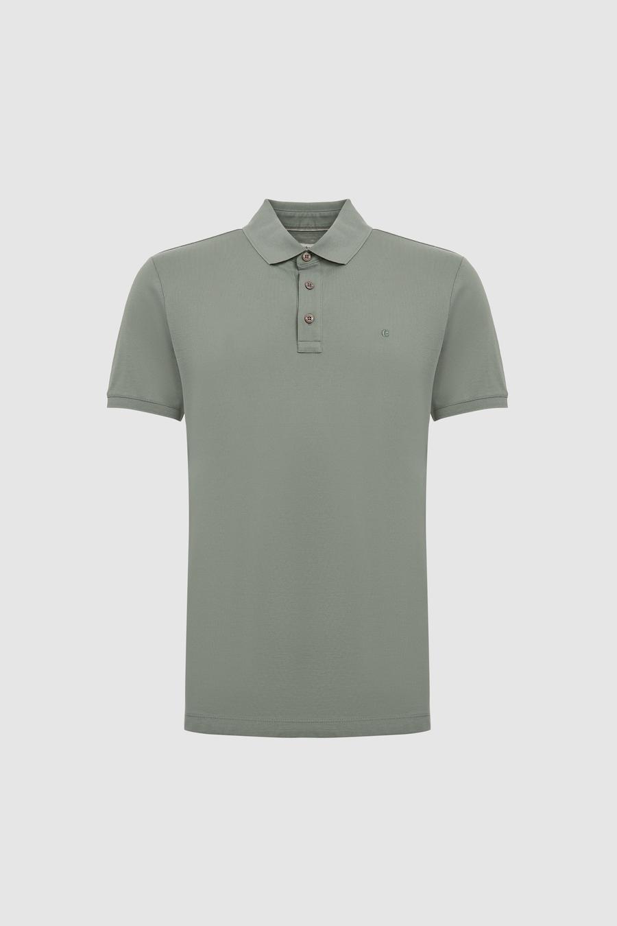 Çağla Slim Fit Saf Pamuk Polo Yaka Basic T-shirt - 50320657140