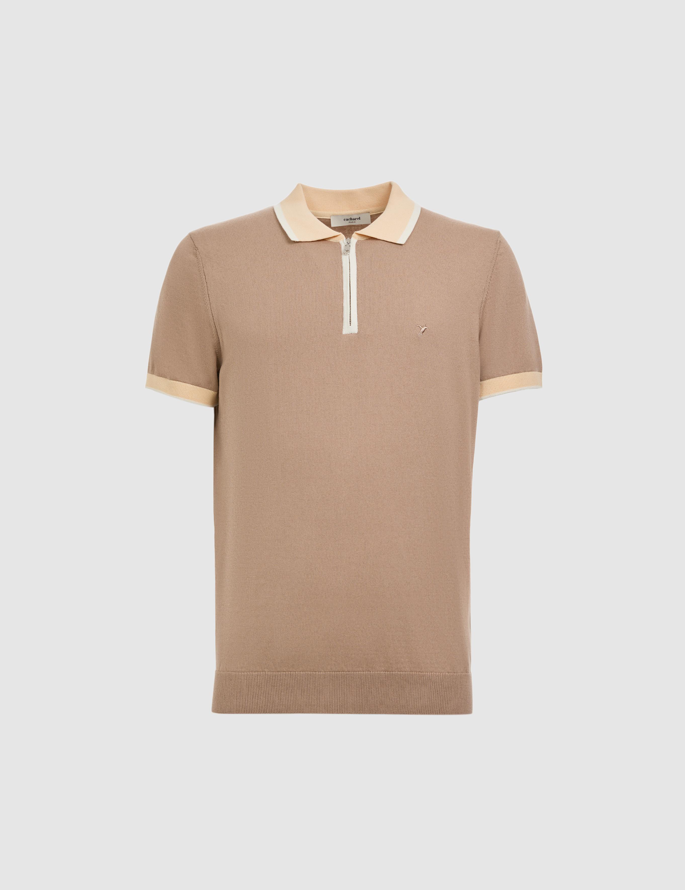 Vizon Slim Fit Fermuarlı Polo Yaka Saf Pamuk Triko T-shirt - 50321116020