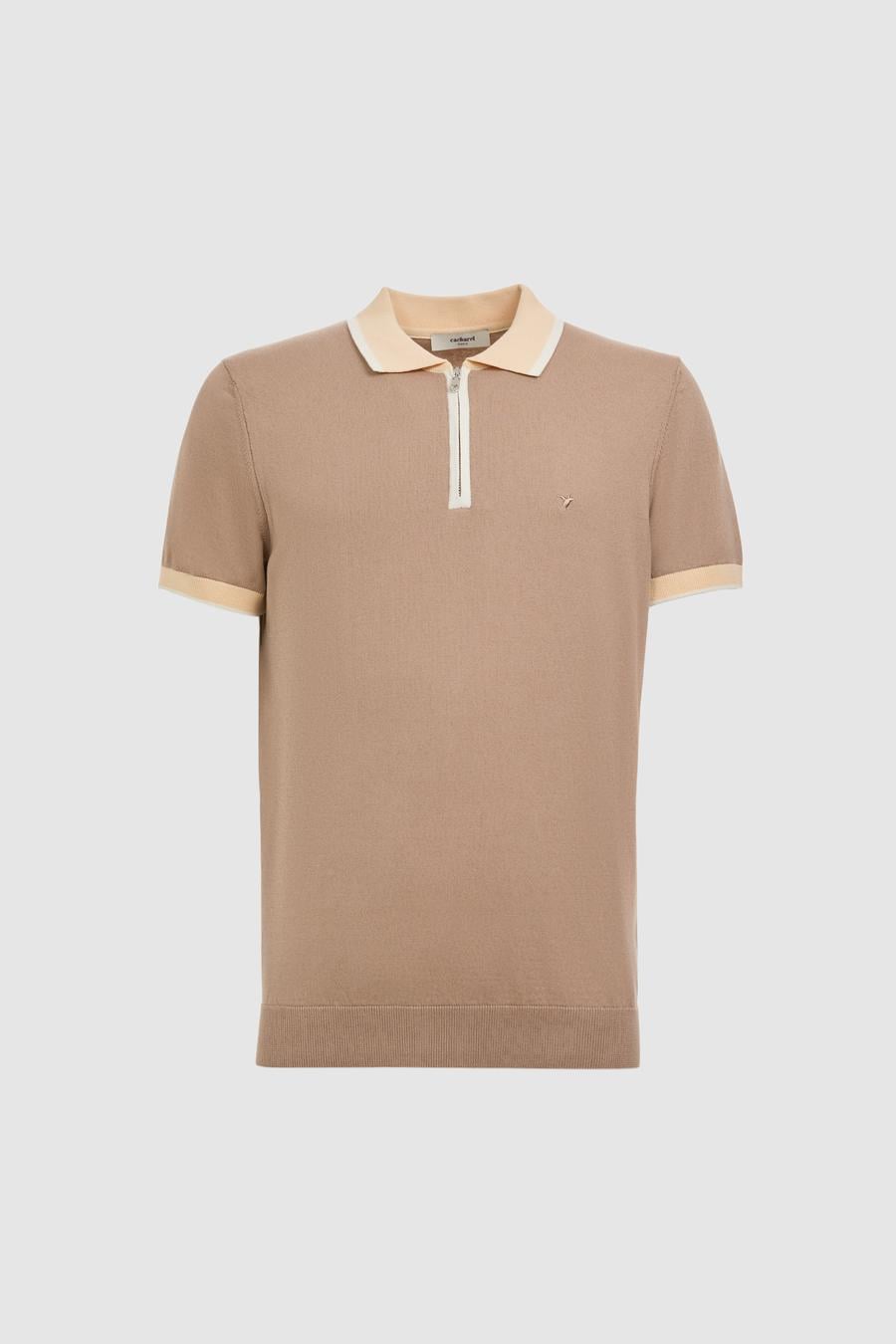 Vizon Slim Fit Fermuarlı Polo Yaka Saf Pamuk Triko T-shirt - 50321116020