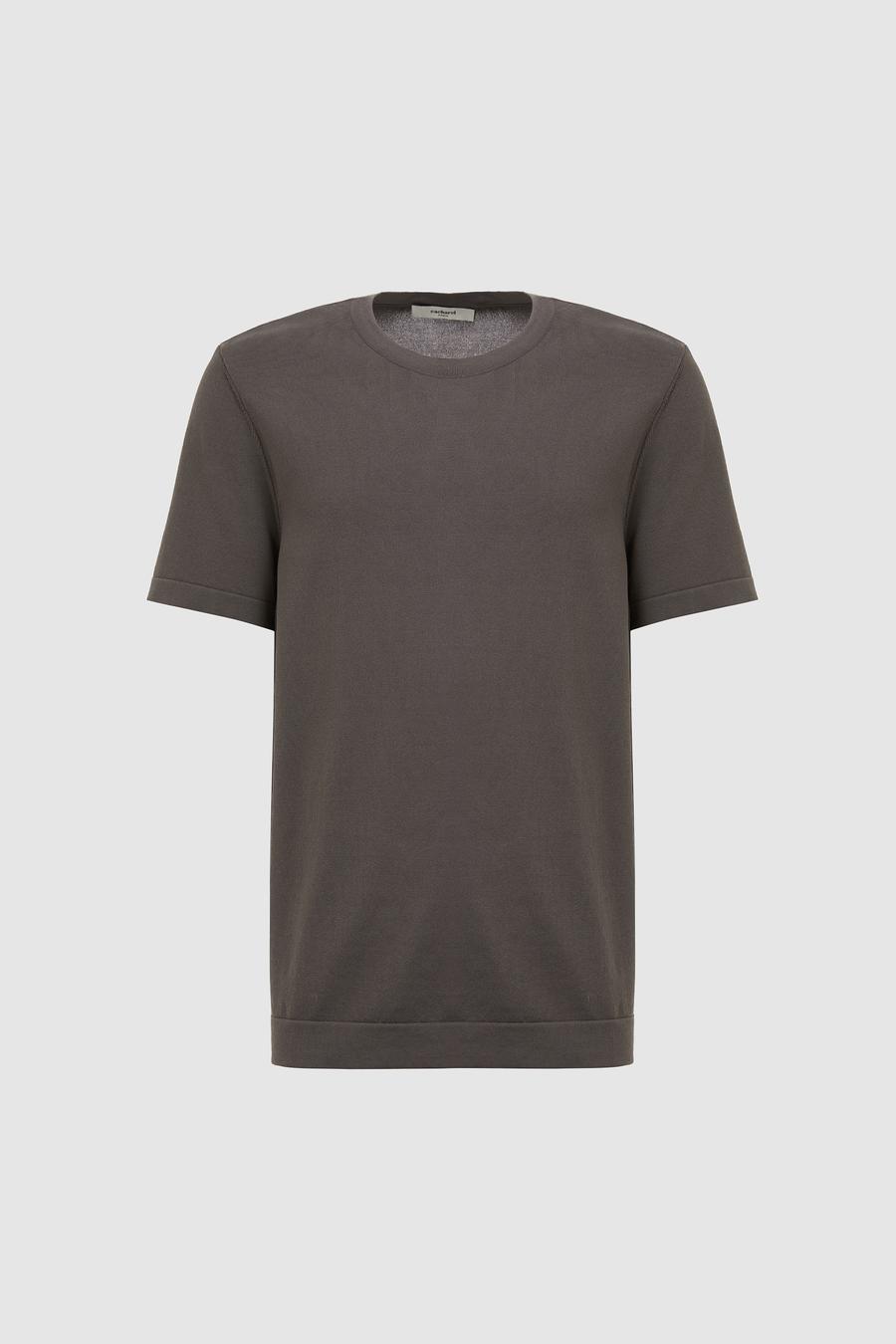 Antrasit Slim Fit Bisiklet Yaka Triko T-shirt - 50323863029