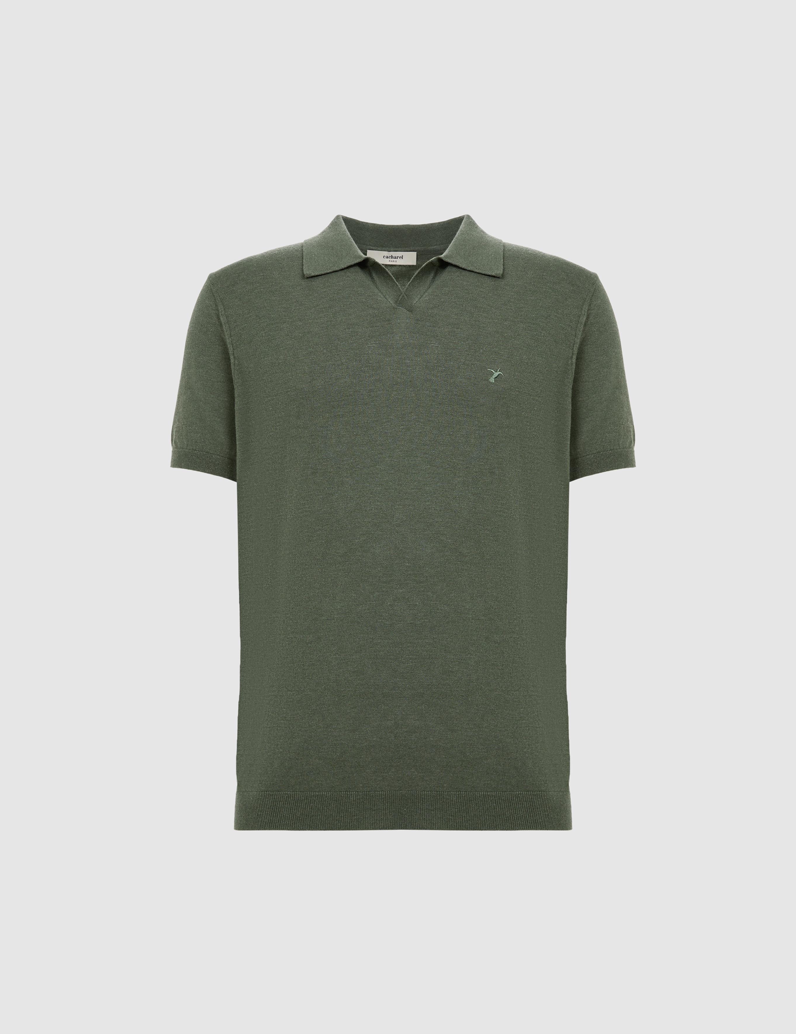 Koyu Yeşil Slim Fit Apaş Yaka Modal Karışımlı Triko T-shirt - 50324008052
