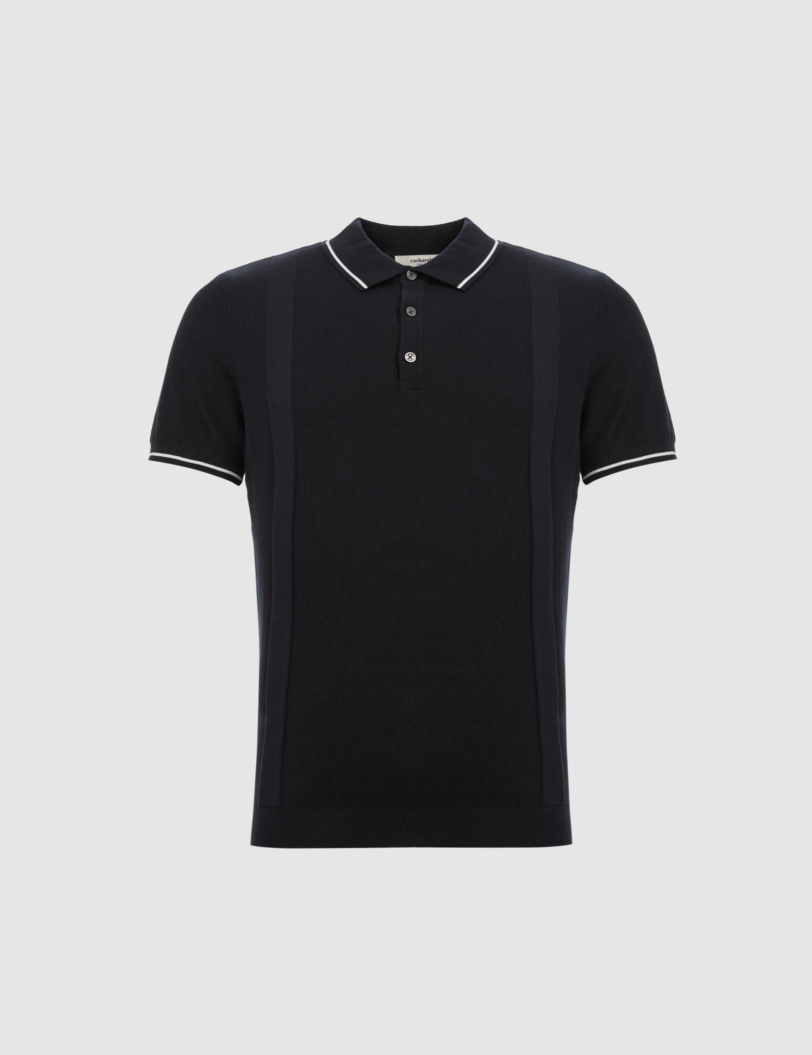 Lacivert Slim Fit Polo Yaka Saf Pamuk Triko T-shirt - 50320618023