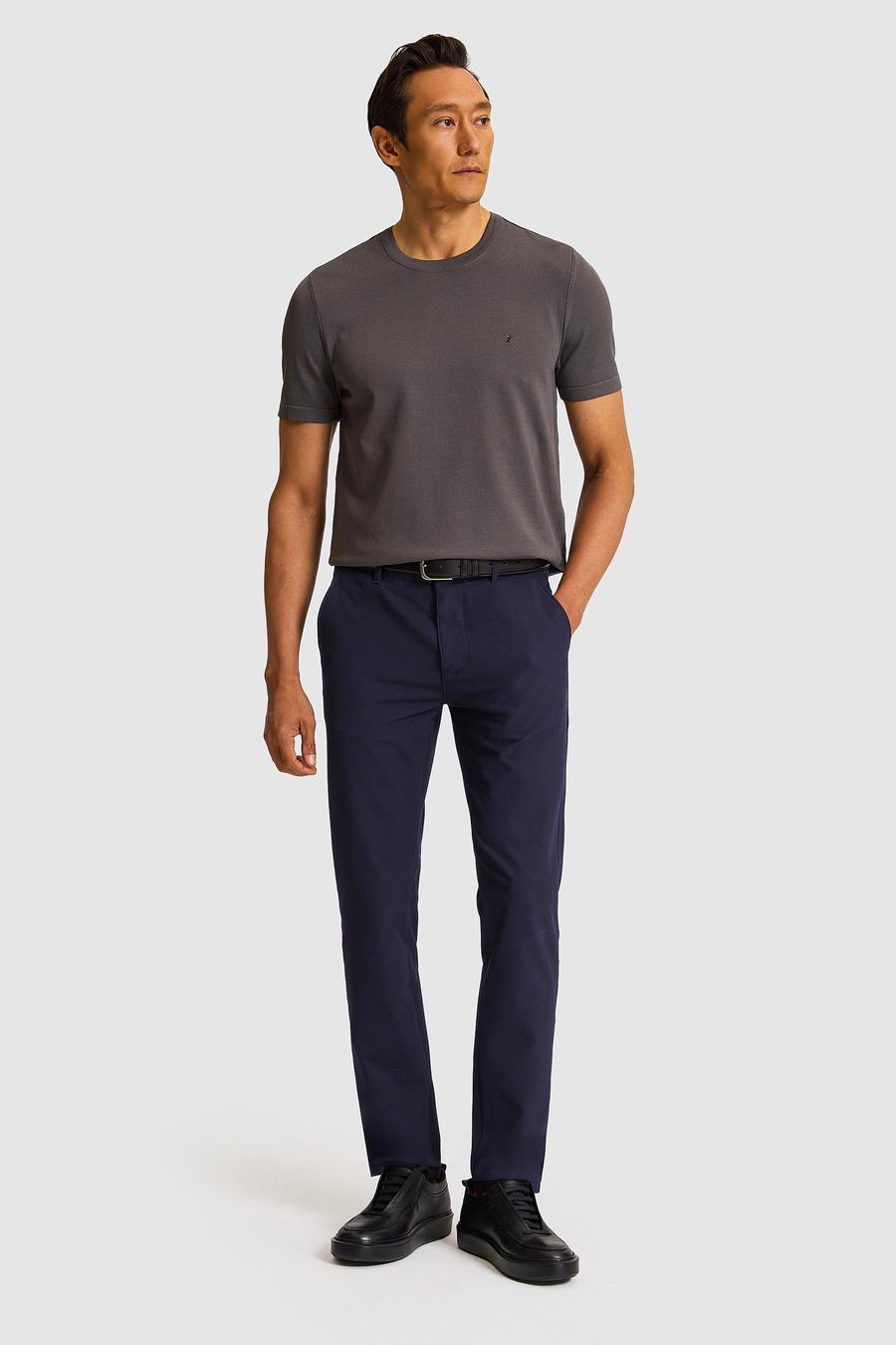 Lacivert Slim Fit Kanvas Pantolon - 50324269113