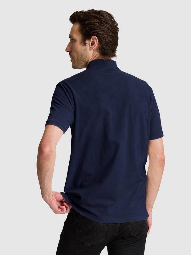 Lacivert Slim Fit Pamuk Karışımlı Düğmeli Polo Yaka Basic T-shirt