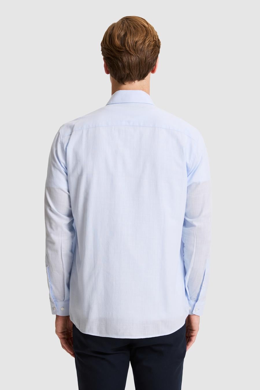 Açık Mavi Regular Fit Düğmeli Yaka Pamuklu Gömlek - 50311543126