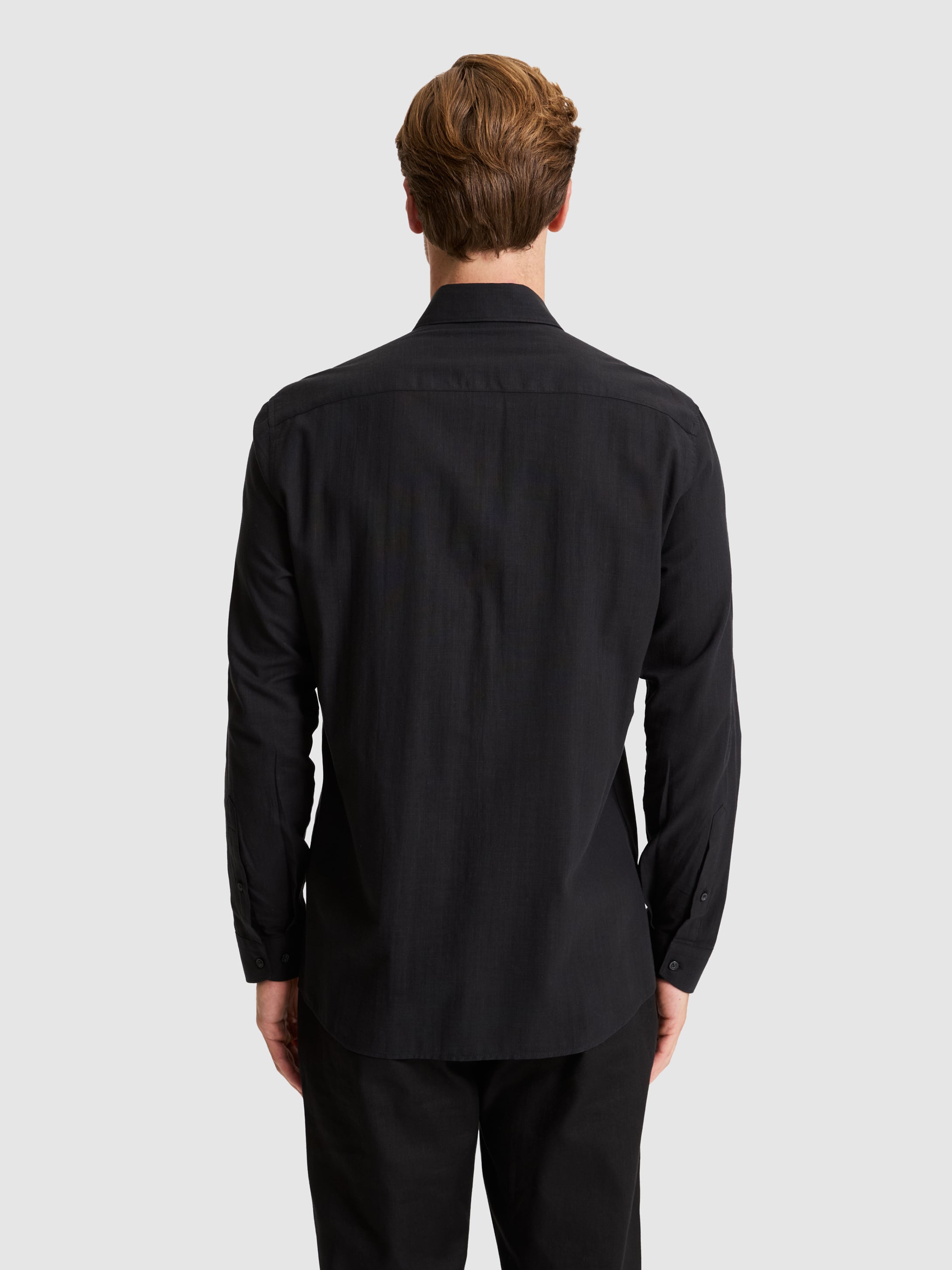 Siyah Regular Fit Düğmeli Yaka Pamuklu Gömlek - 50311543136