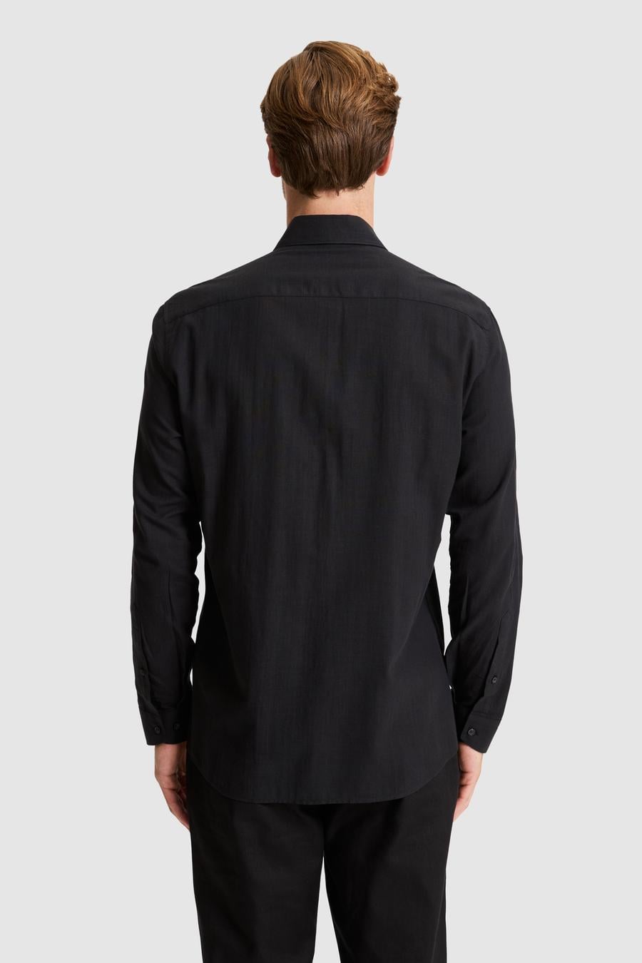 Siyah Regular Fit Düğmeli Yaka Pamuklu Gömlek - 50311543136