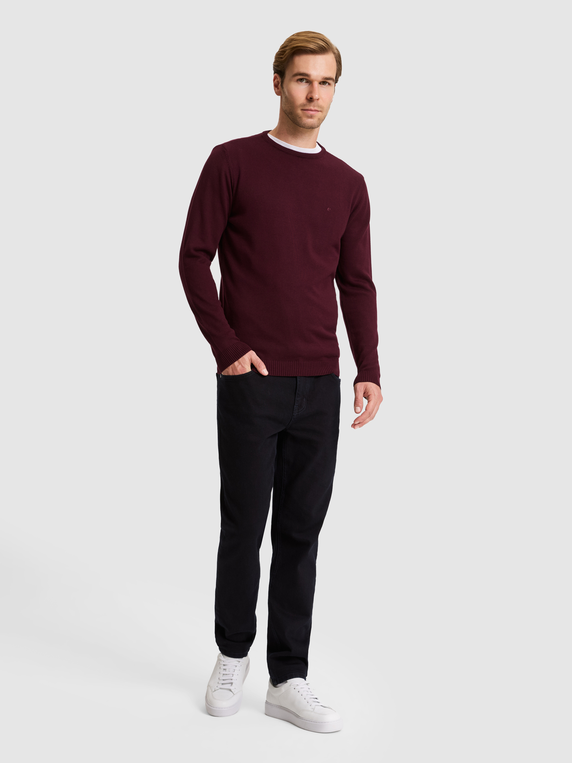 Bordo Slim Fit Basic Kazak - 50257379033