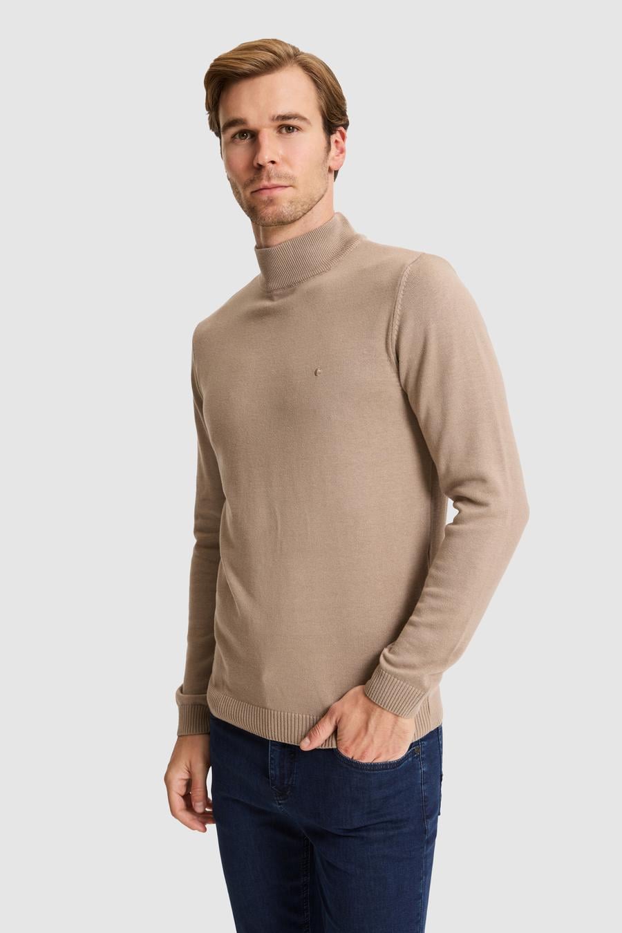 Camel Slim Fit Basic Kazak - 50257392043
