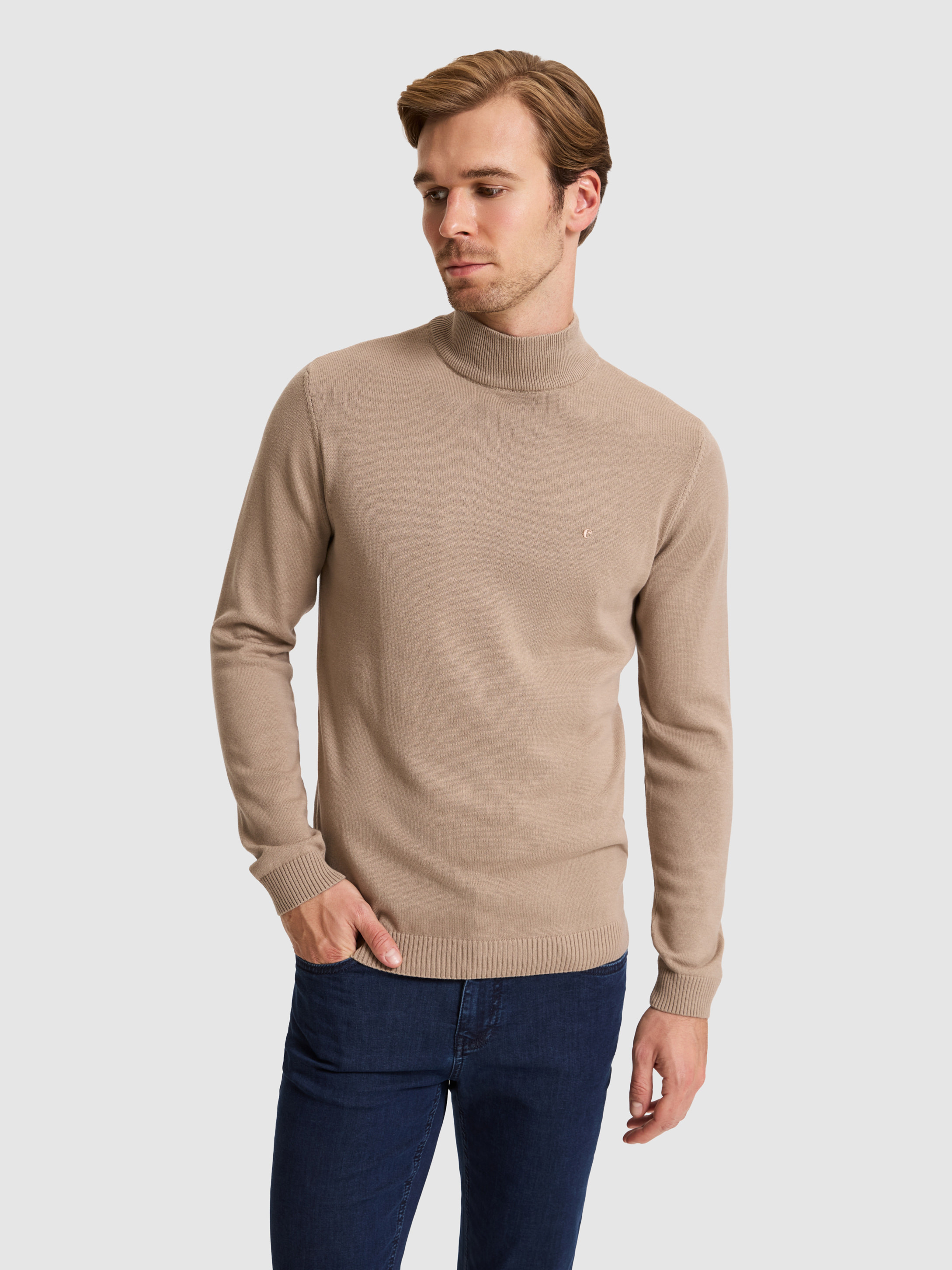 Camel Slim Fit Basic Kazak - 50257392043