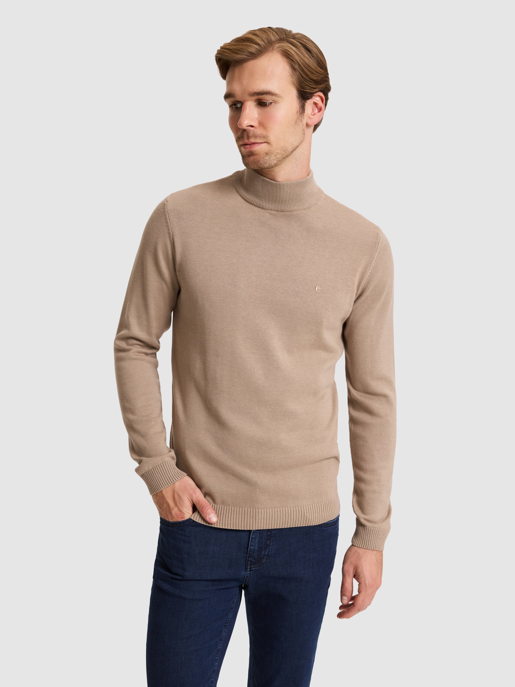 Camel Slim Fit Basic Kazak