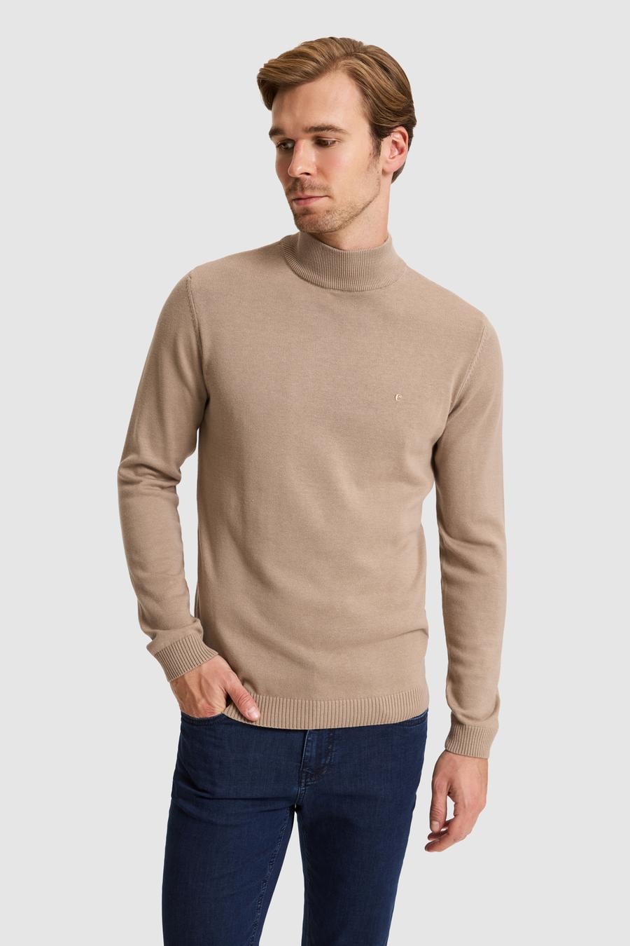 Camel Slim Fit Basic Kazak - 50257392043